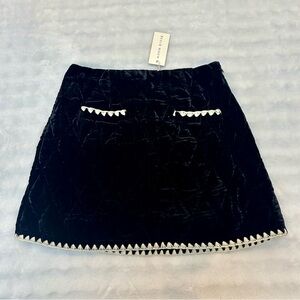 Moon River Black Velvet Mini Skirt with White Trim